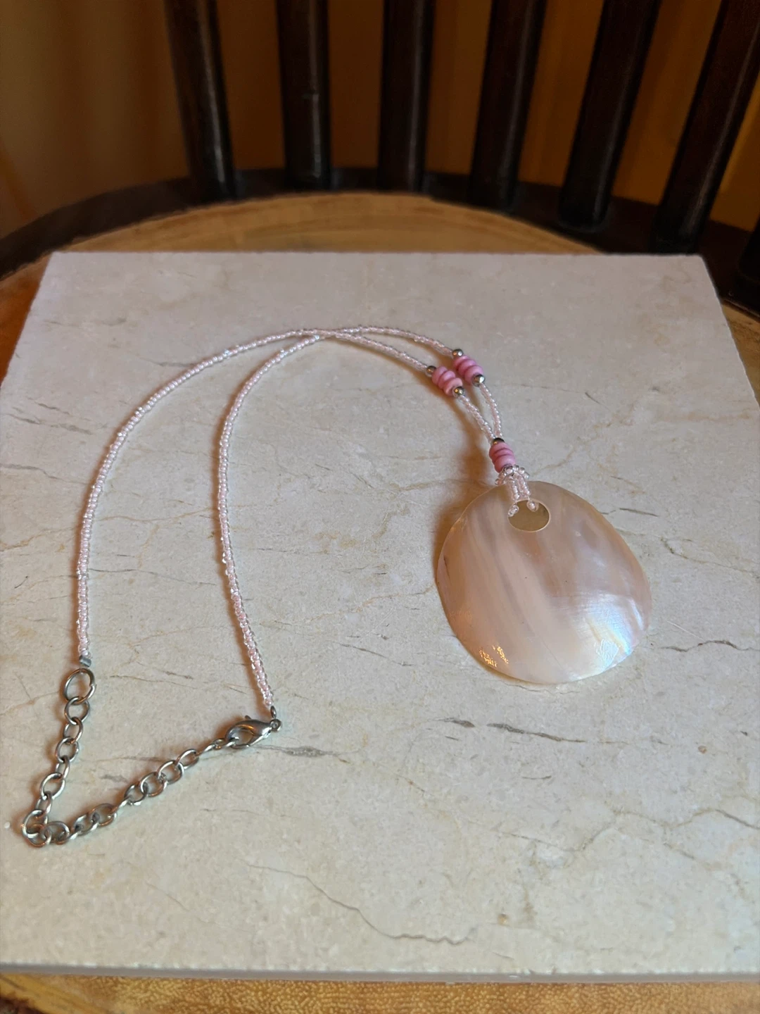 Blush Pink Shell Pendant Necklace