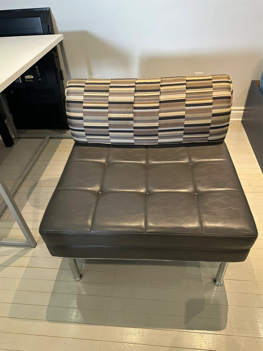 Accent Bench with Striped Bolster Cushion