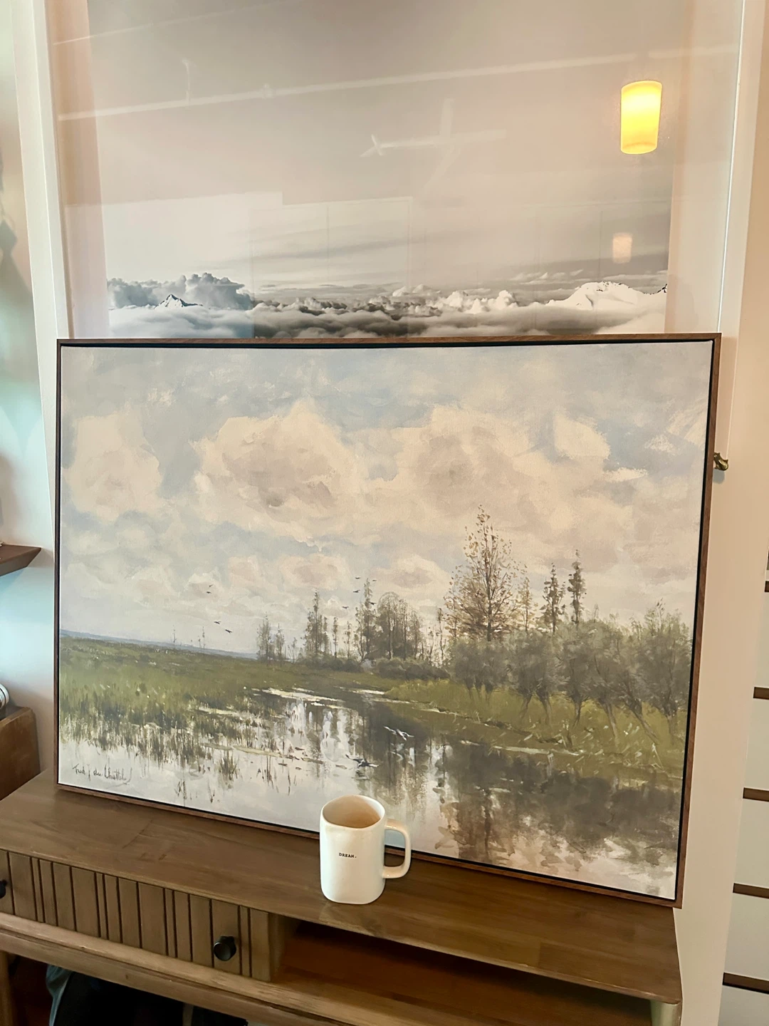 LARGE CANADIAN WILDLIFE LANDSCAPE OIL PAINTING VINTAGE ART WORK - photo 2