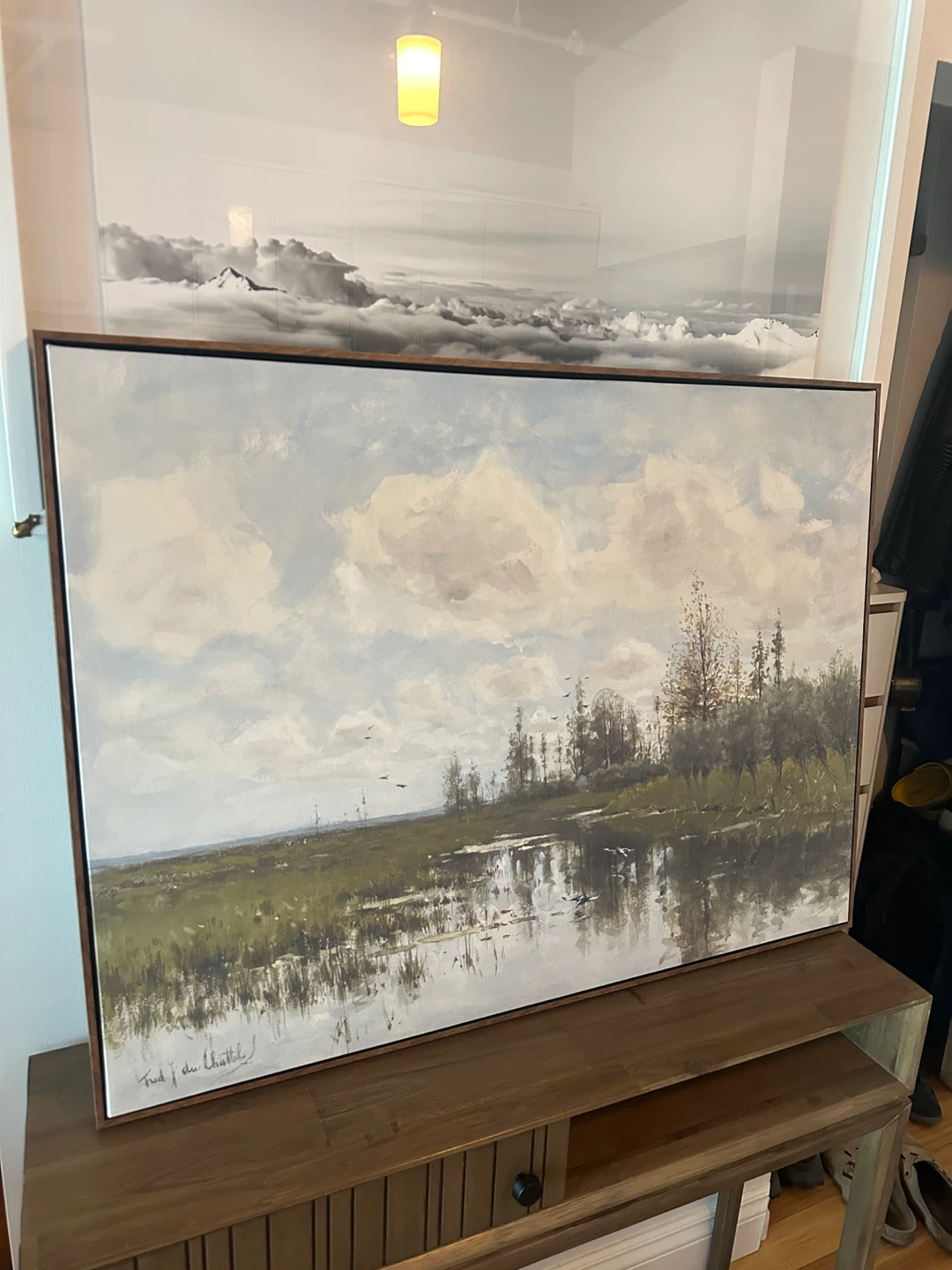 LARGE CANADIAN WILDLIFE LANDSCAPE OIL PAINTING VINTAGE ART WORK