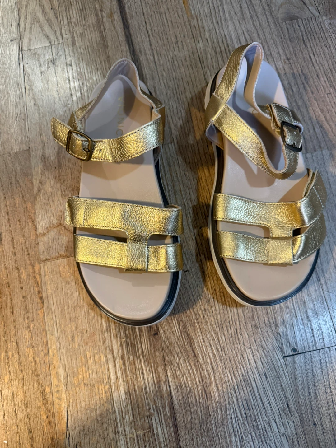Vionic Gold Leather Strappy Sandals
