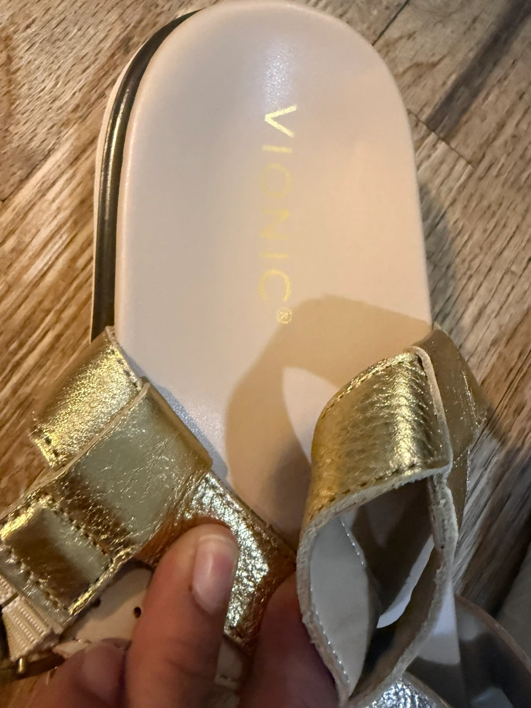 Vionic Gold Leather Strappy Sandals - photo 5