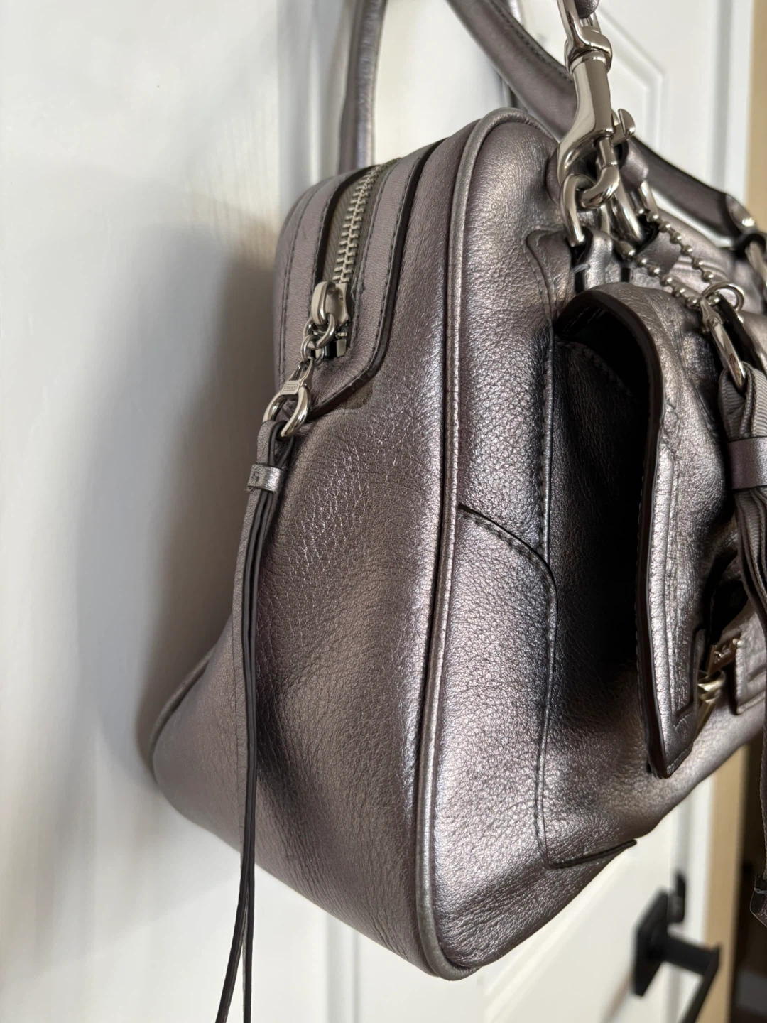 Coach Poppy Metallic Leather Satchel Handbag - photo 4