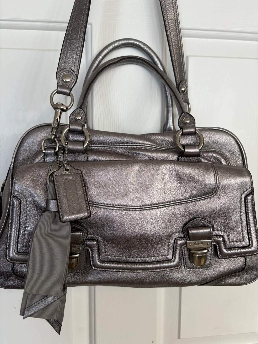 Coach Poppy Metallic Leather Satchel Handbag - photo 2