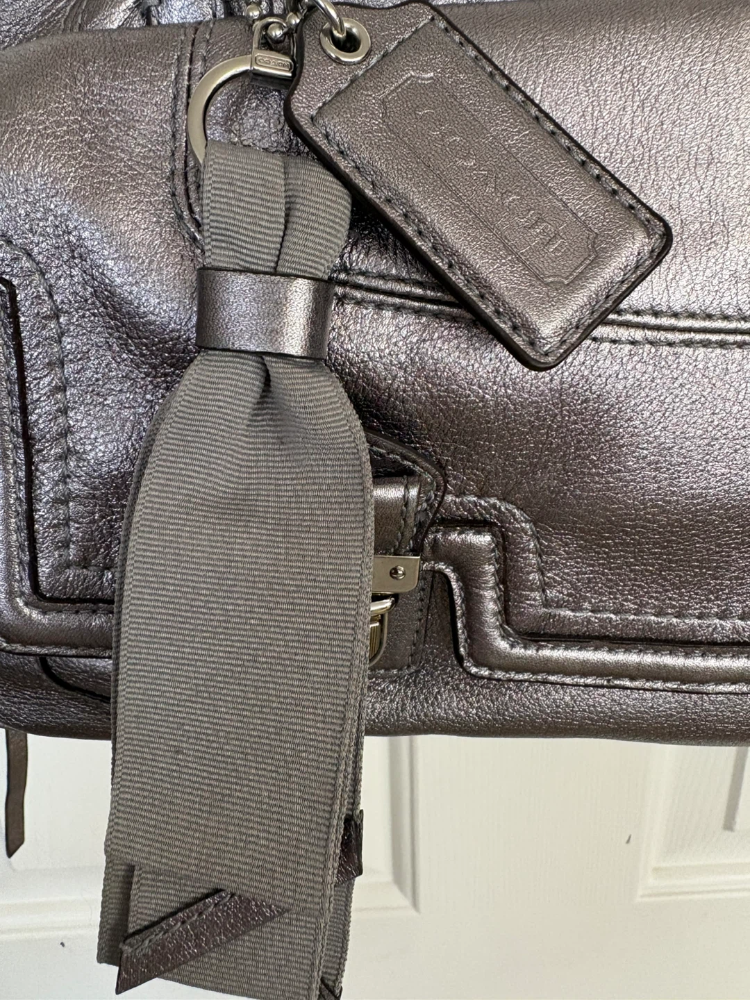 Coach Poppy Metallic Leather Satchel Handbag - photo 3