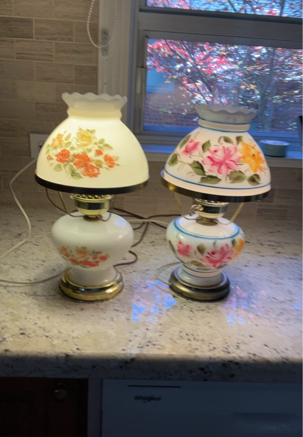 Vintage Floral Table Lamps - Set of 2