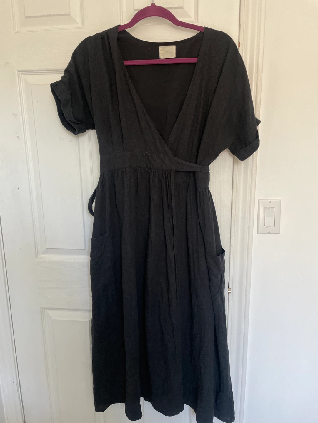Urban Outfitters Linen Midi Wrap Dress
