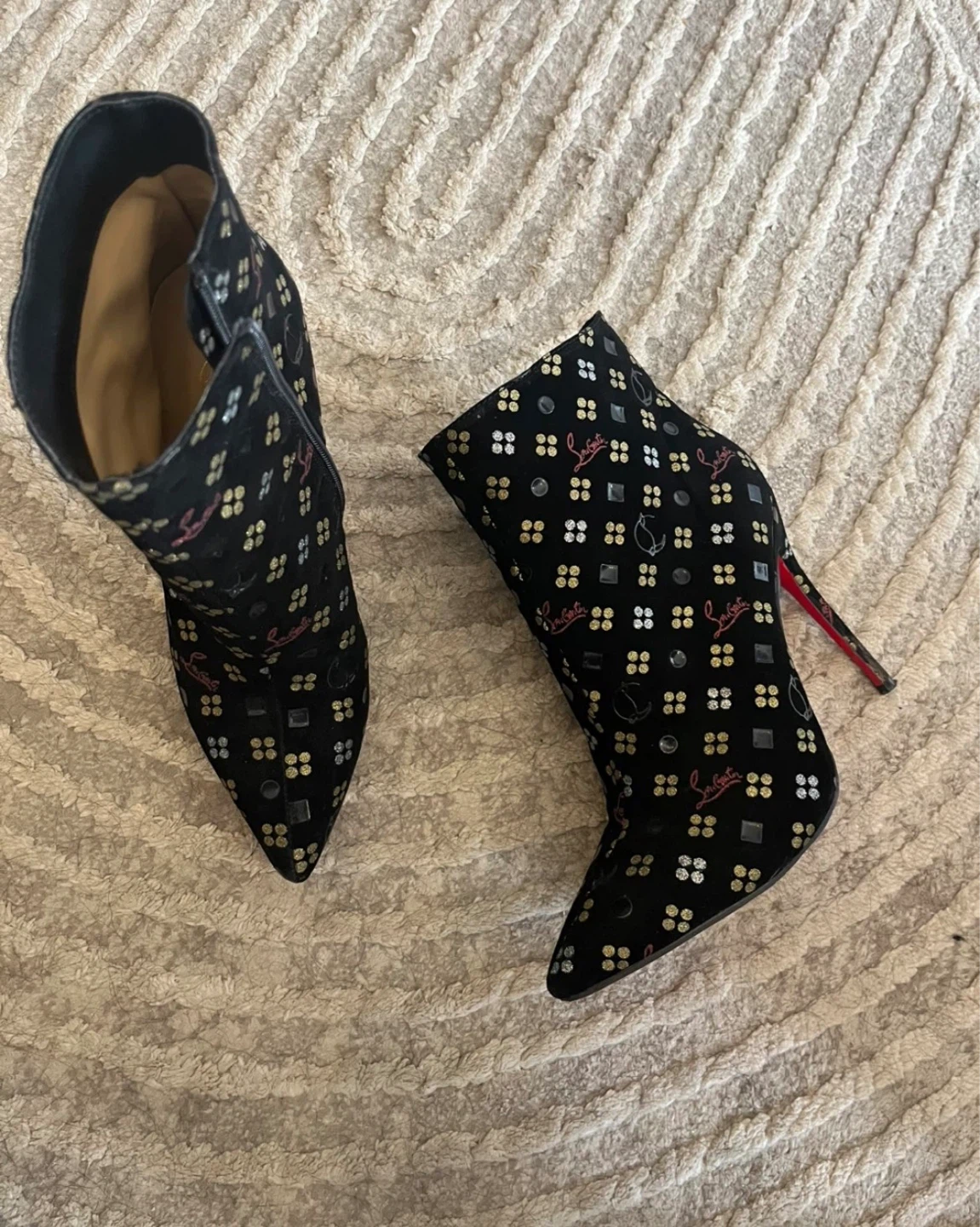 Black Sparkle Ankle Boots Sz 7 - photo 2