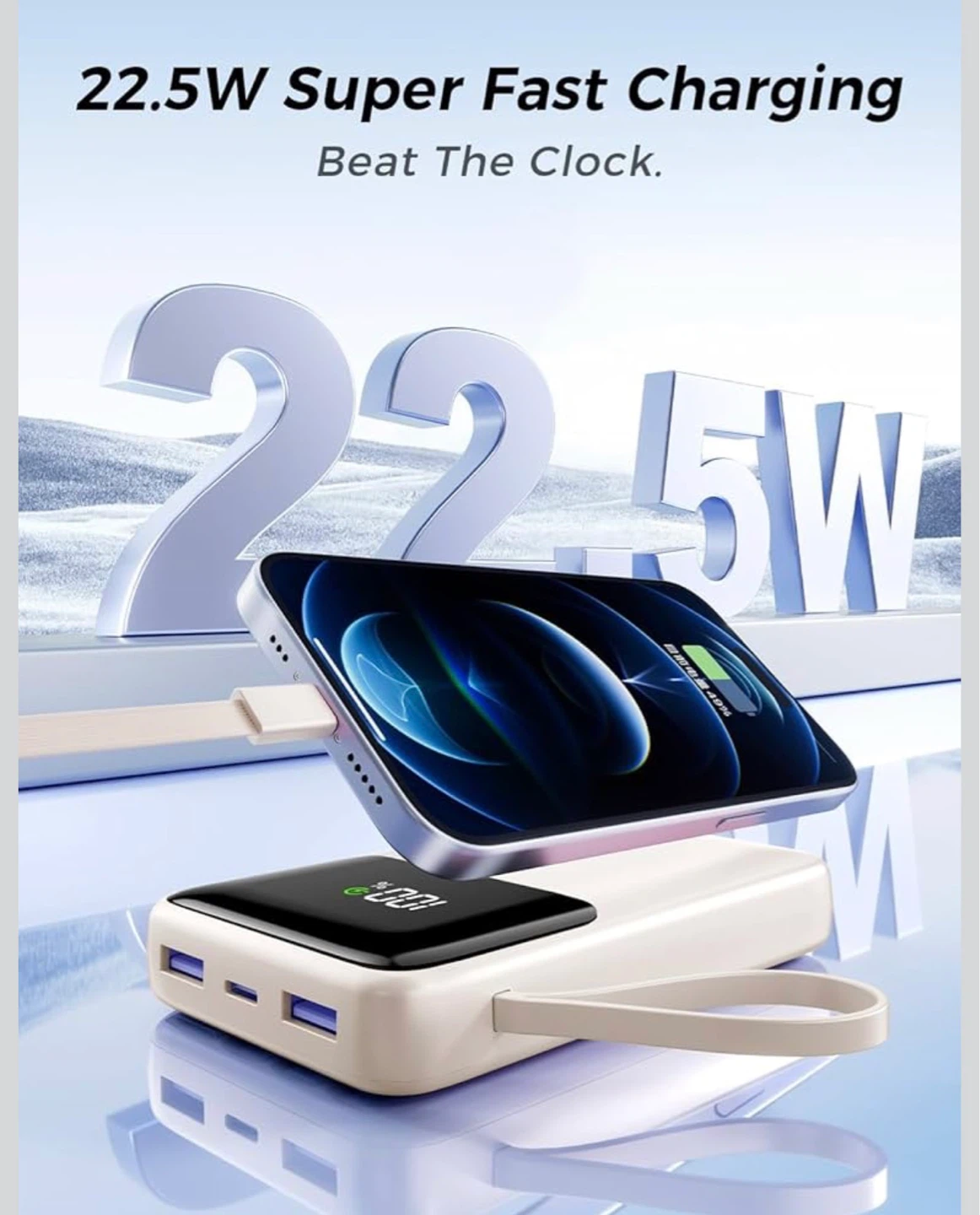 15000mAh Portable Power Bank with Built-in Cables - photo 5