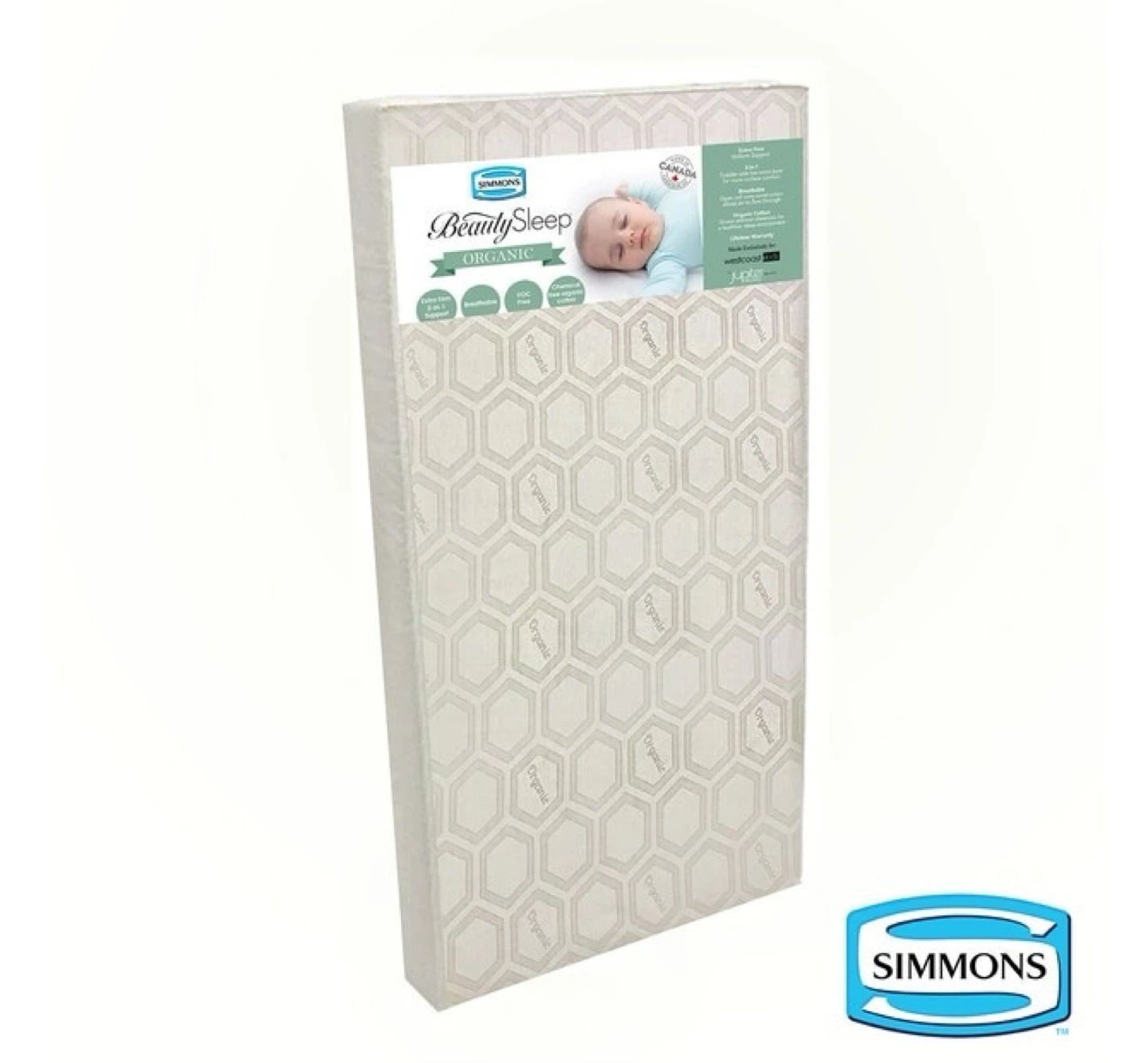 SNIGLAR Crib + Simmons Organic Mattress + Bedding Set — Like New