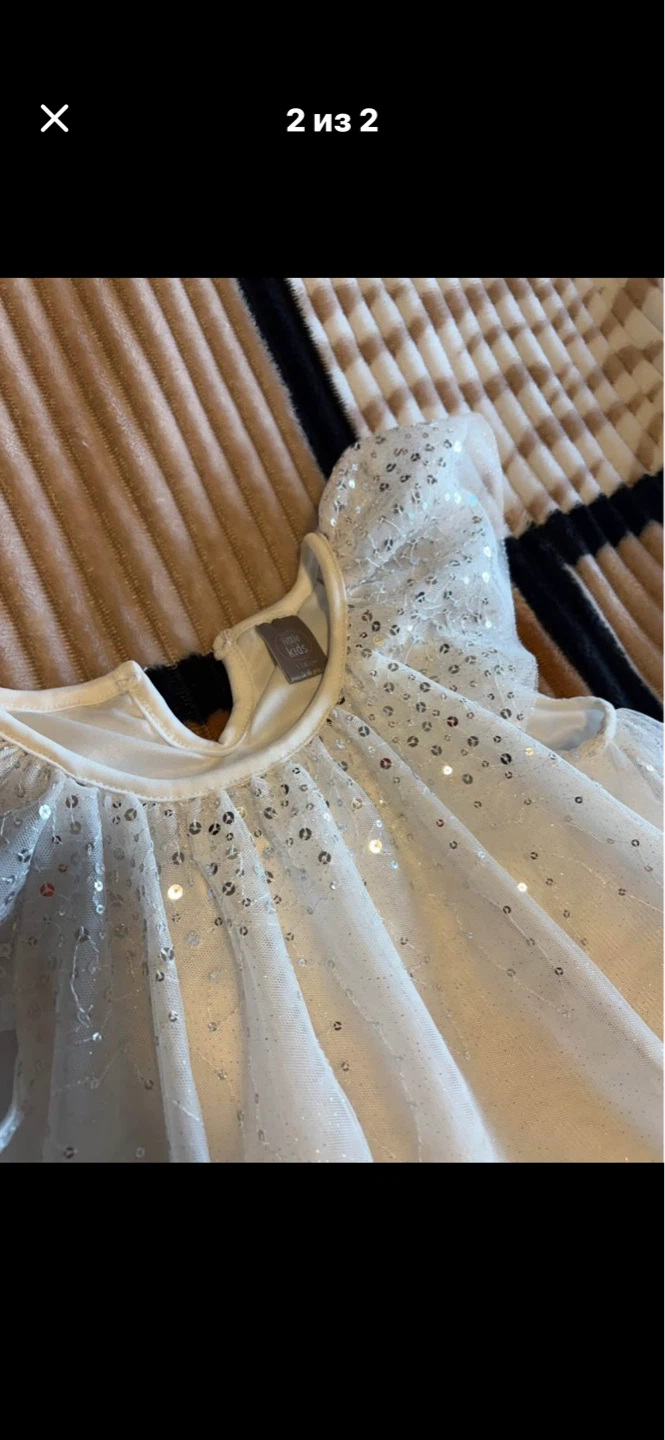 Girls White Sequin Party Dress - photo 2