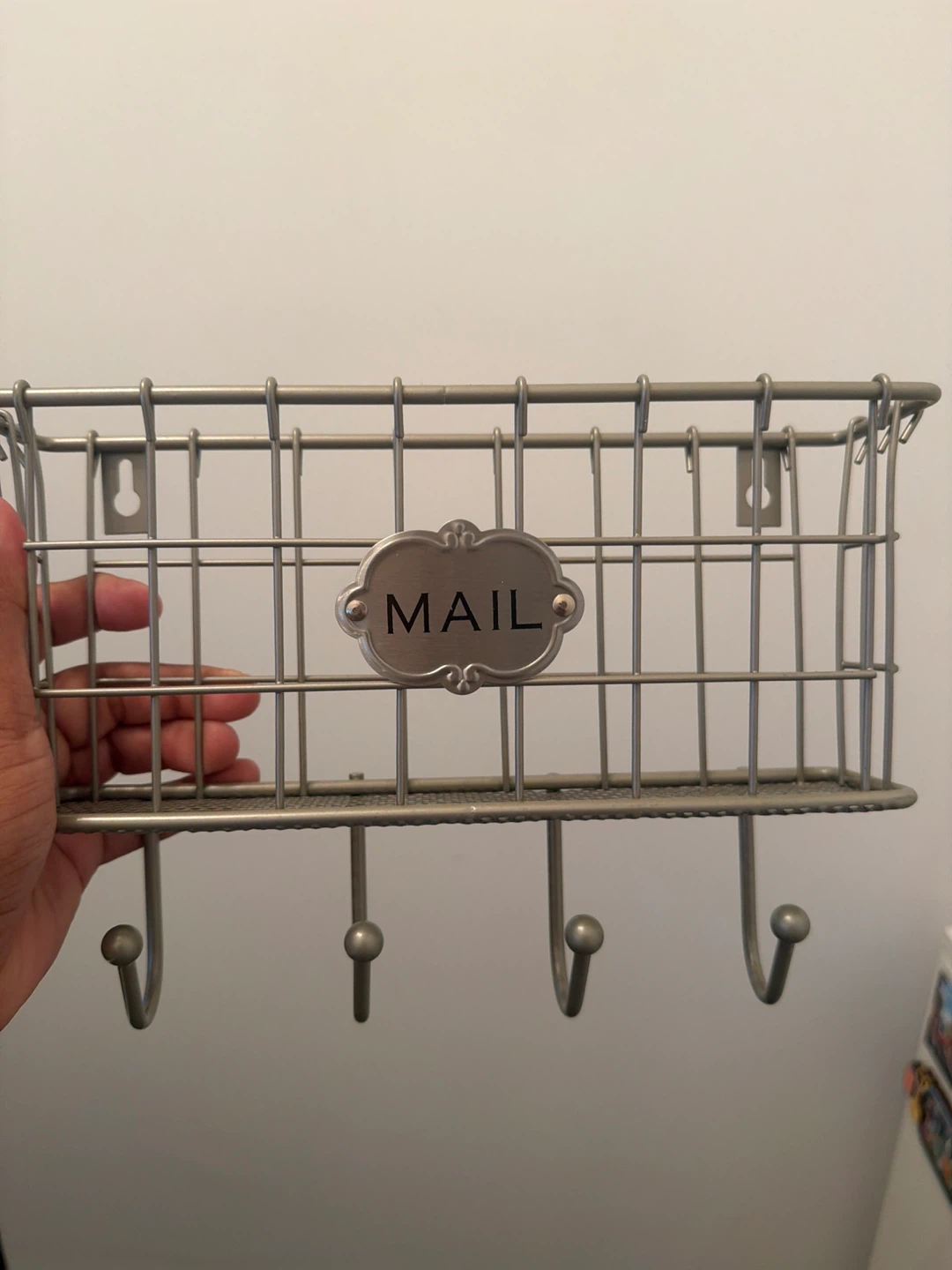 Metal Wire Mail Sorter with Hooks