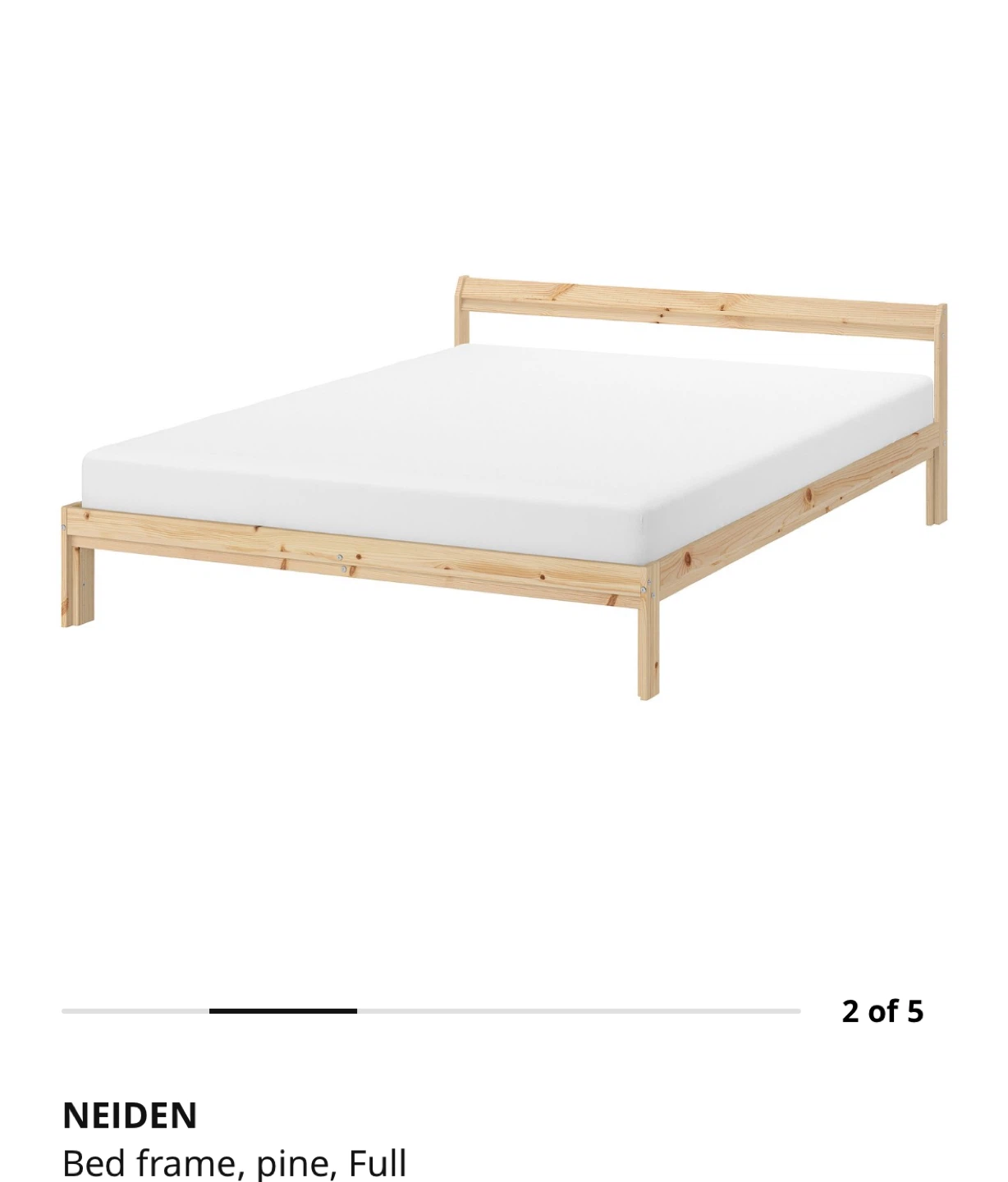 Wooden IKEA Bed Frame with mattress (NEIDEN + AGOTNES)