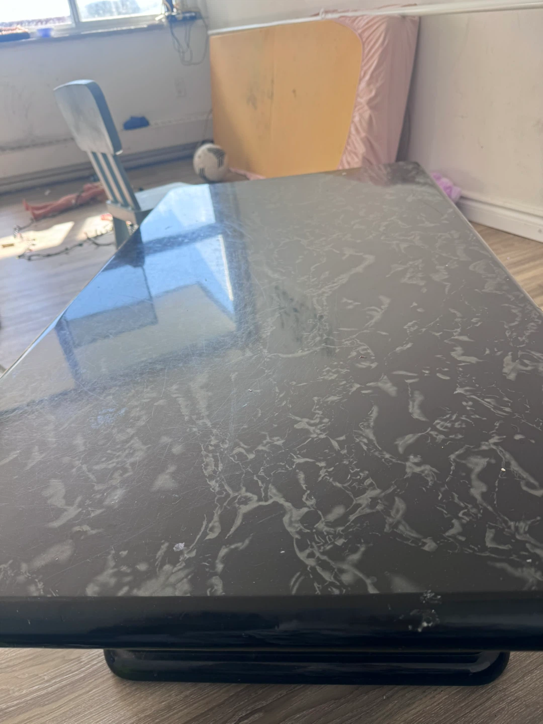Black Coffee Table with Faux Marble Top - photo 2