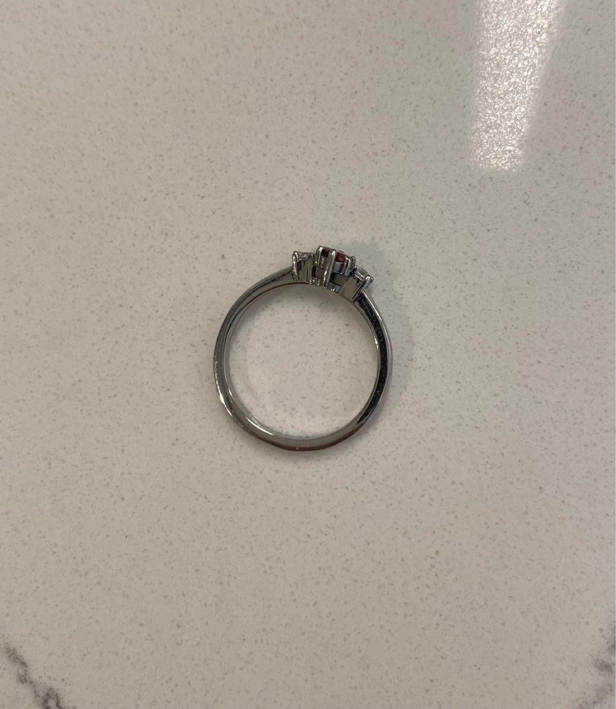Size 3.5 titanium ring with natural garnet and white sapphire - photo 3