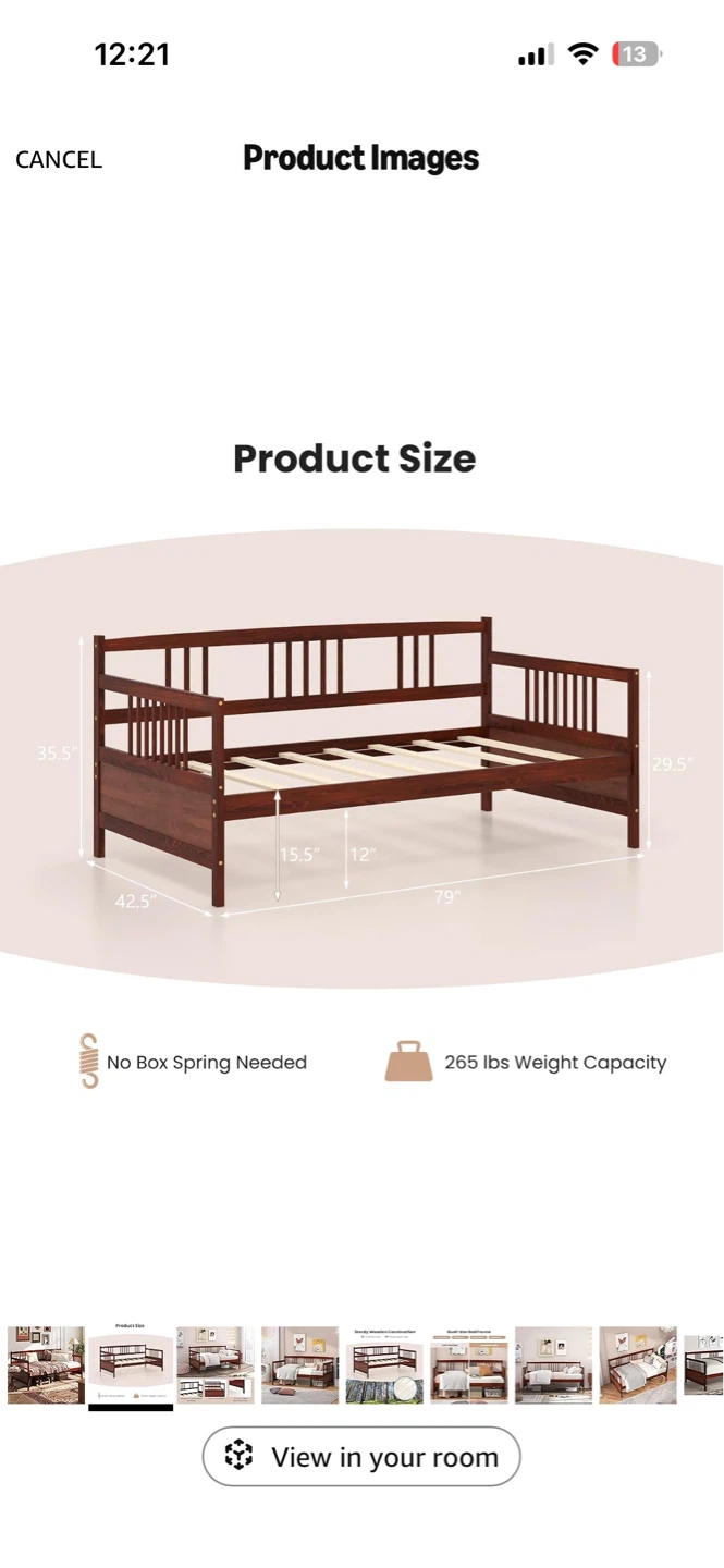 Giantex Cherry Twin Daybed Frame - photo 2