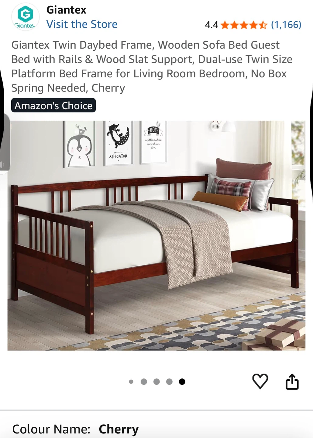 Giantex Cherry Twin Daybed Frame