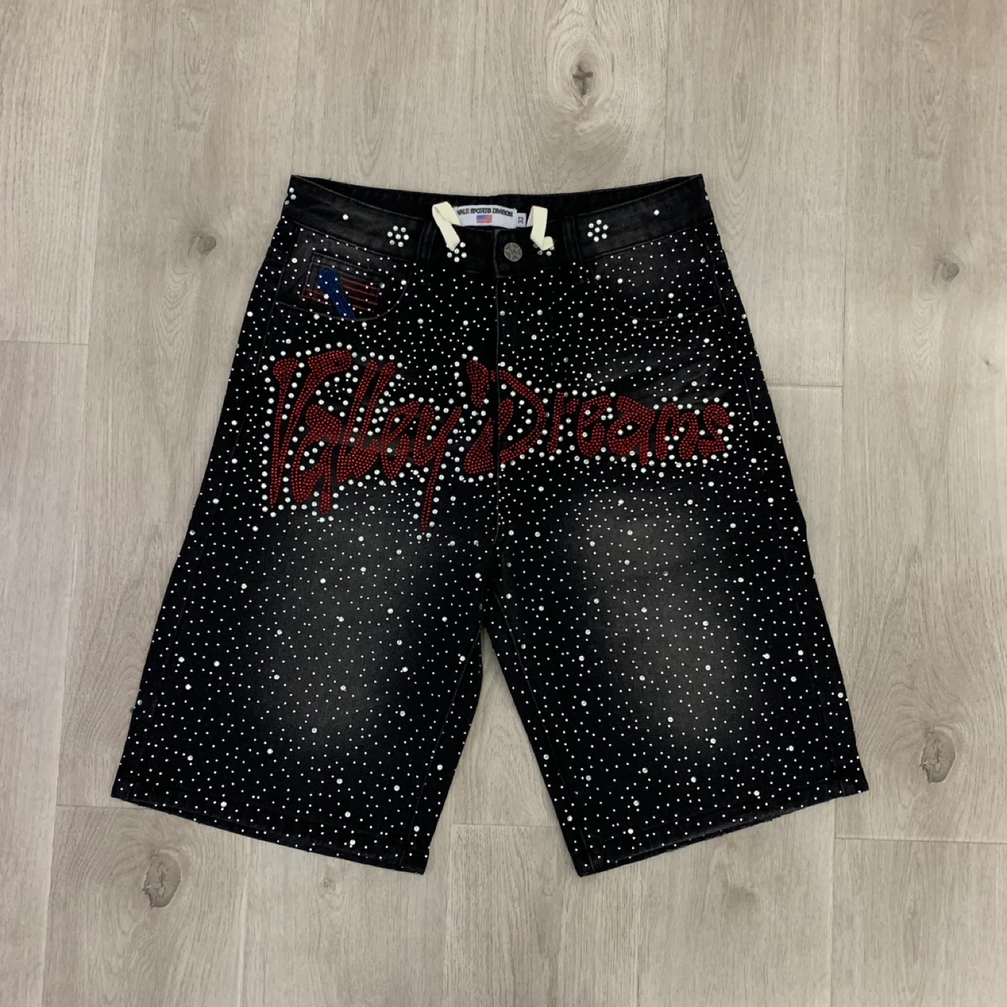 Vale Sports Division Rhinestone Denim Shorts 32