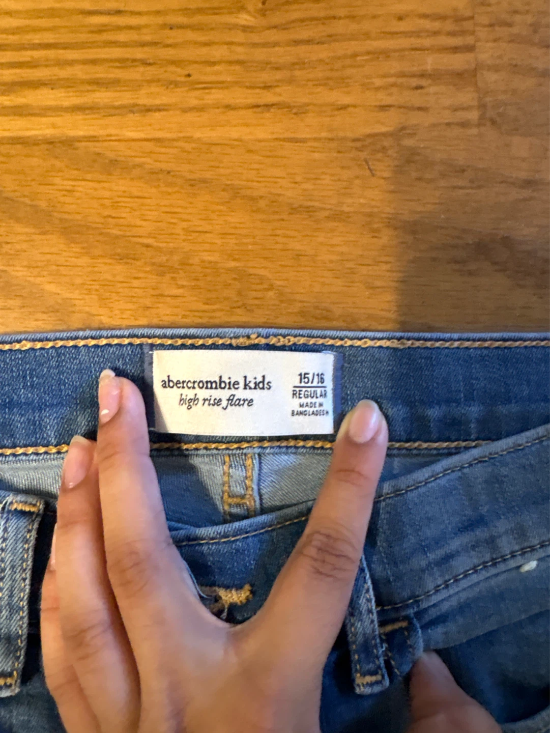 Abercrombie Kids High Rise Flare Jeans with Floral Embroidery - photo 4