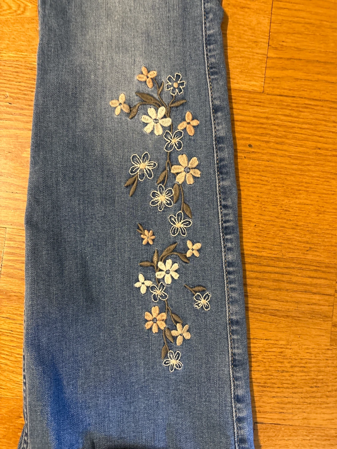 Abercrombie Kids High Rise Flare Jeans with Floral Embroidery - photo 2