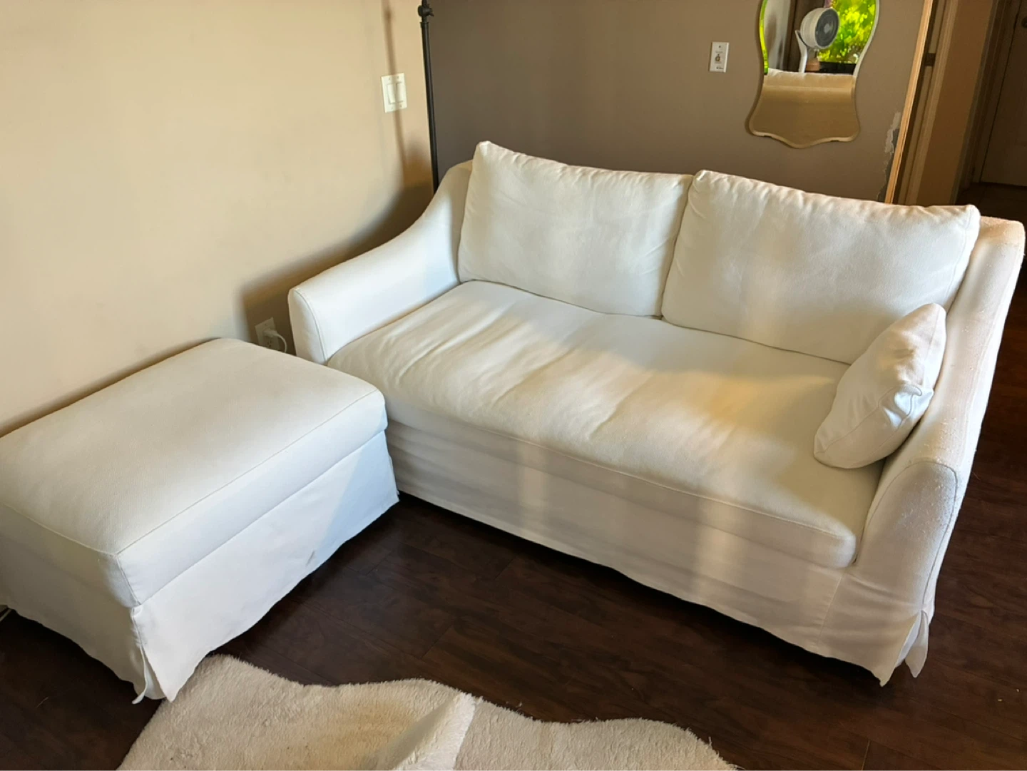IKEA White 3-Seater Sofa with Ottoman - photo 2