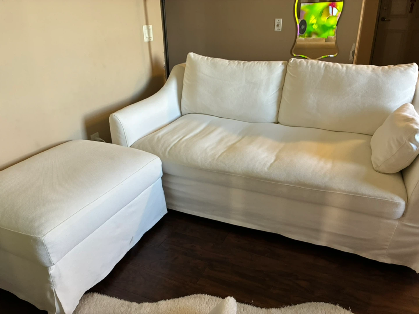 IKEA White 3-Seater Sofa with Ottoman