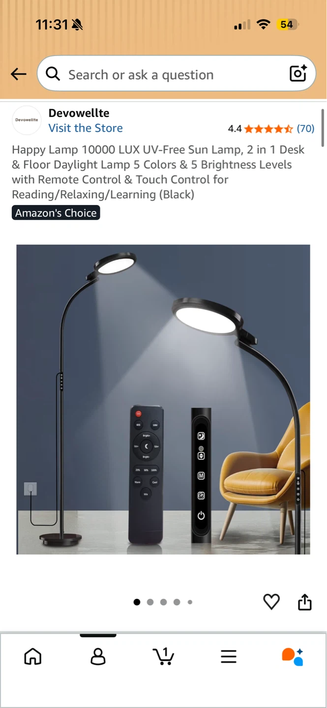 Devowellte Happy Lamp Floor Daylight Lamp