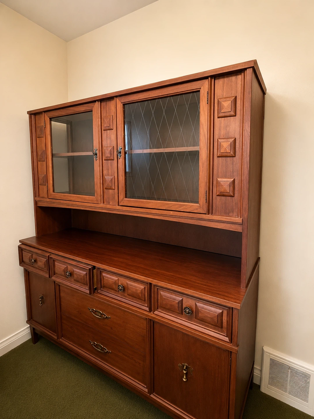 Vintage Wooden China Cabinet with Glass Doors - photo 2