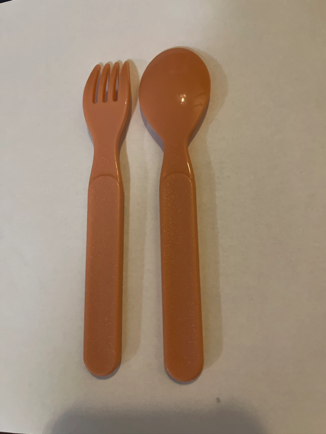 Orange Plastic Fork and Spoon Set