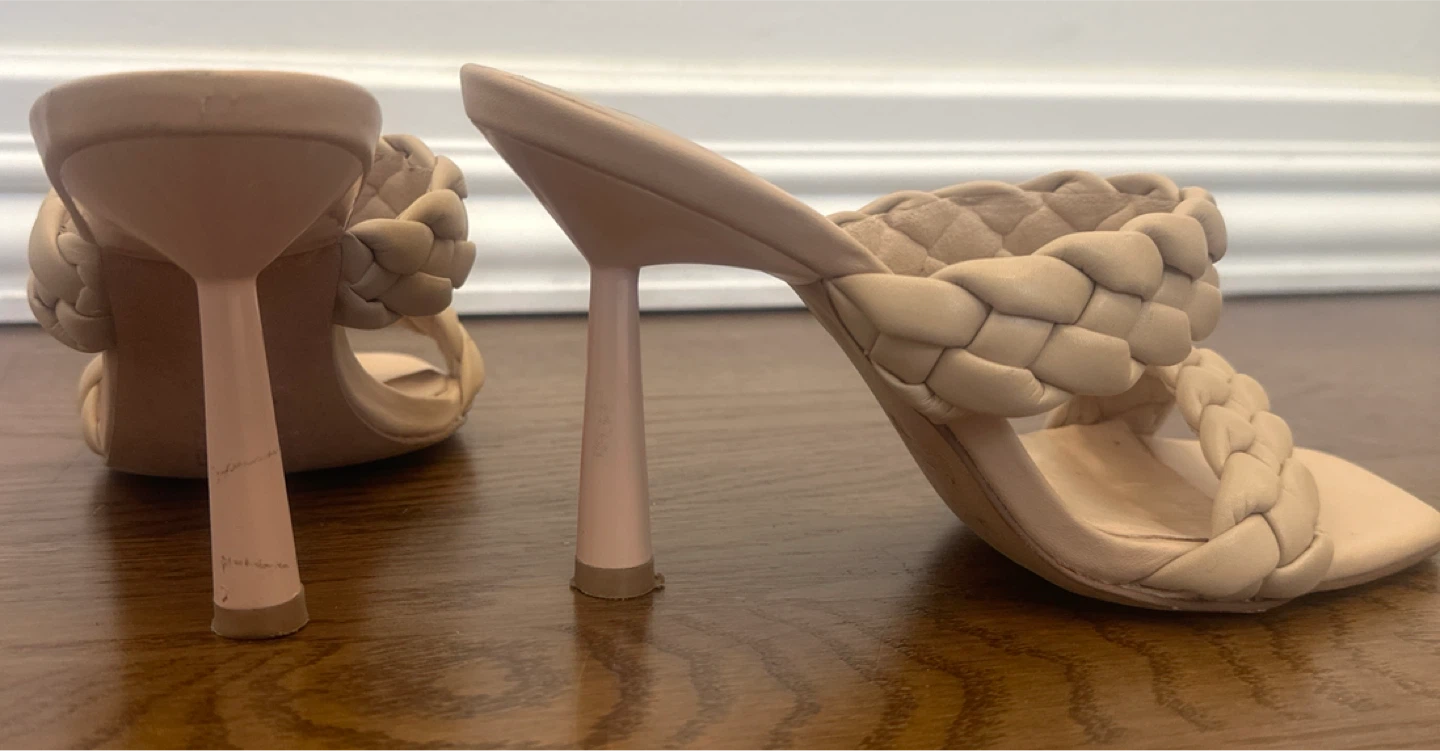Nude Braided Heeled Mules - photo 3