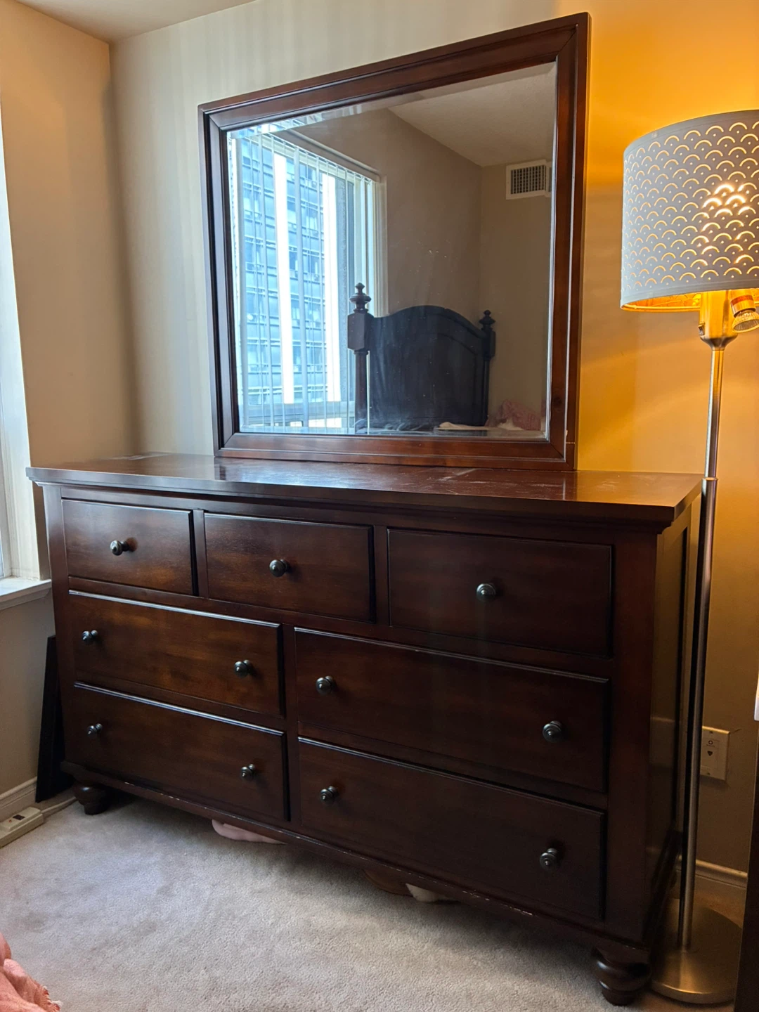 Dark Wood Dresser with Mirror - photo 2