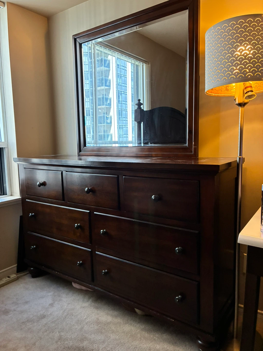 Dark Wood Dresser with Mirror