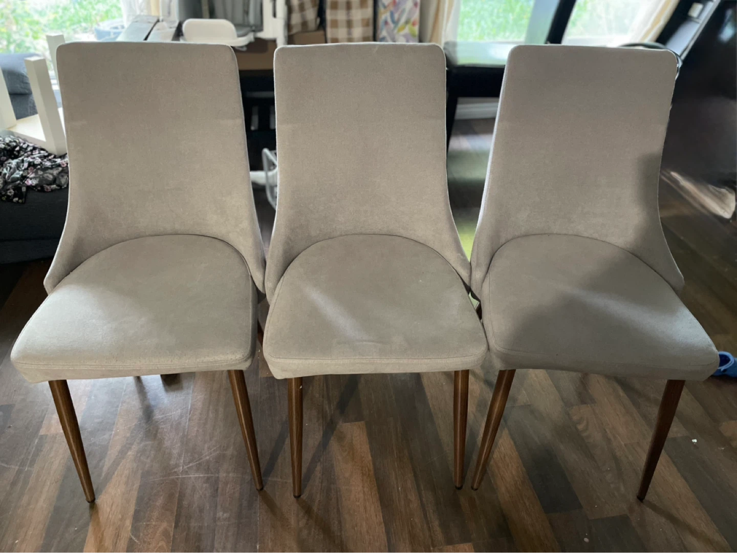 Set of 3 Grey Dining Chairs - photo 3