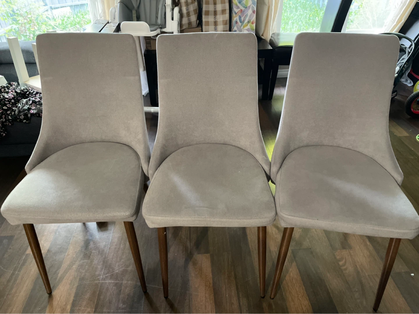 Set of 3 Grey Dining Chairs - photo 2