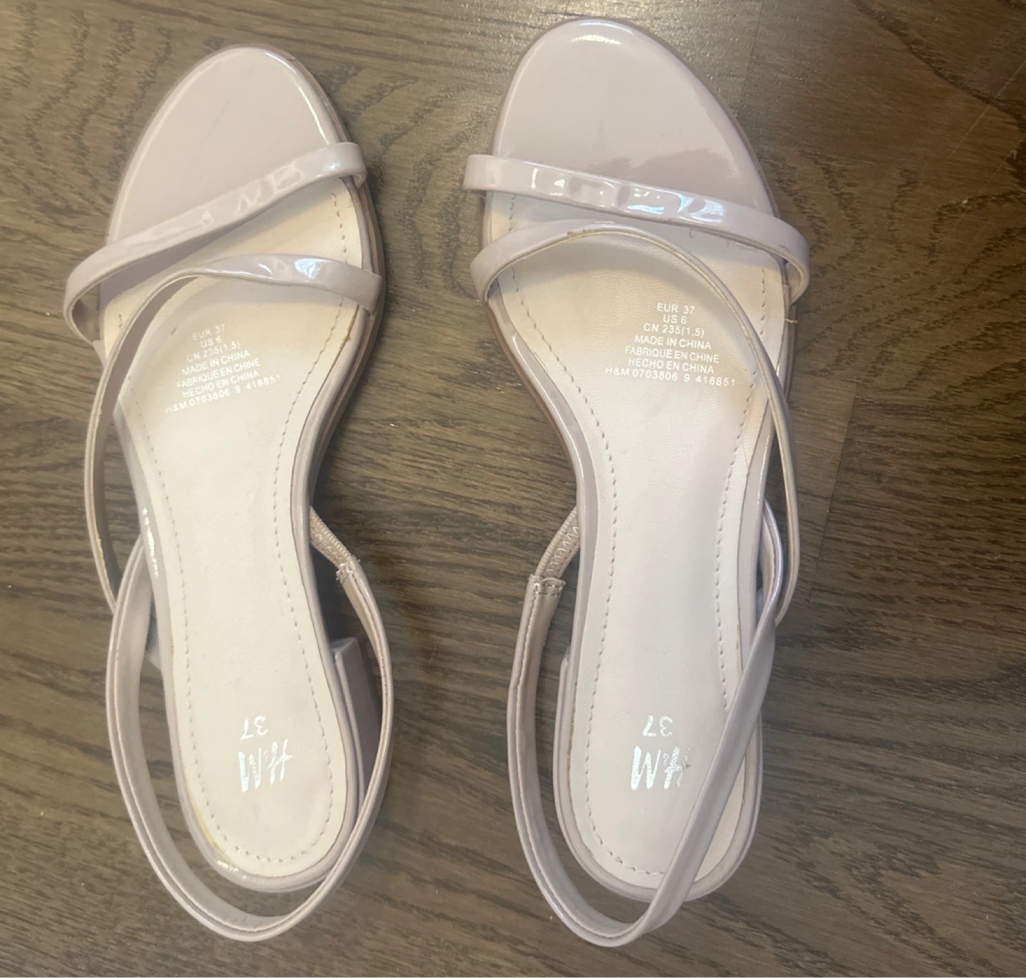 H&M Women's Beige Block Low Heel Sandals Size 6