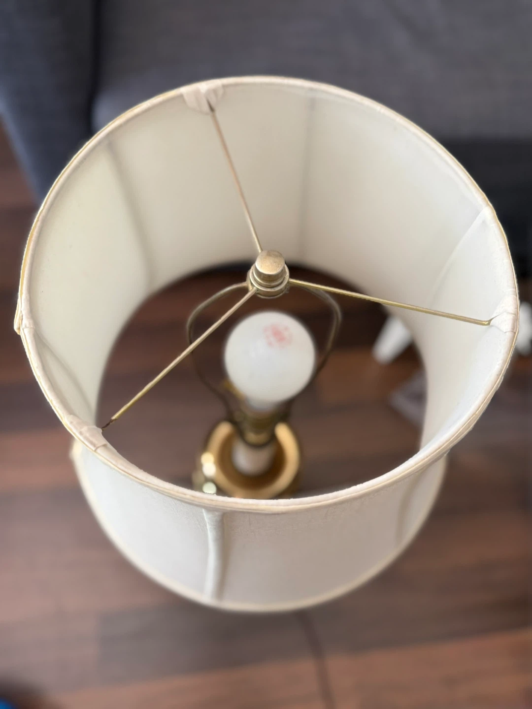 Brass Table Lamp with Cream Lampshade - photo 2