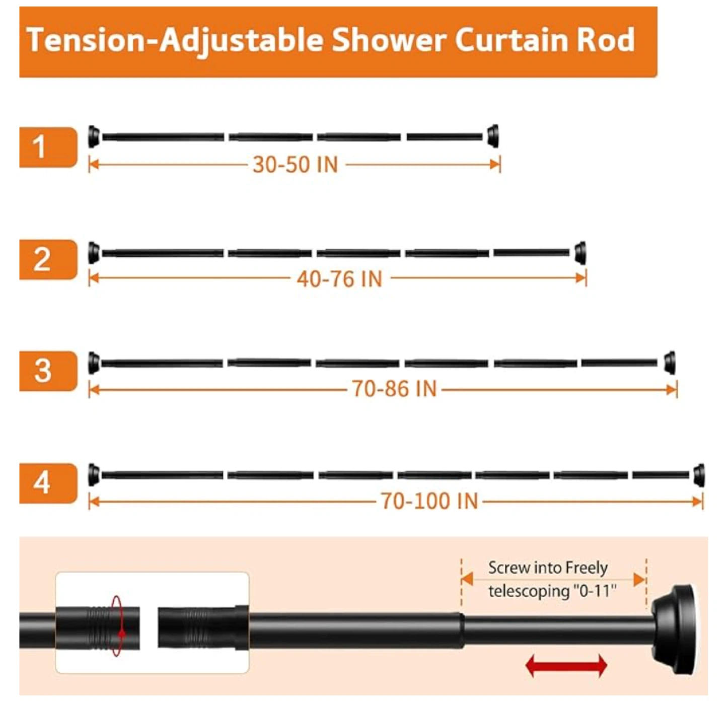 White Spring Shower Curtain Rod - photo 3