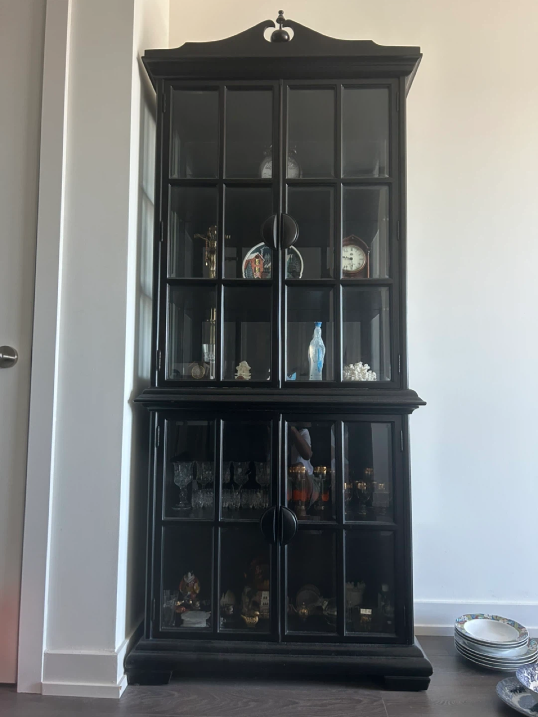 Black Curio Cabinet with Glass Doors