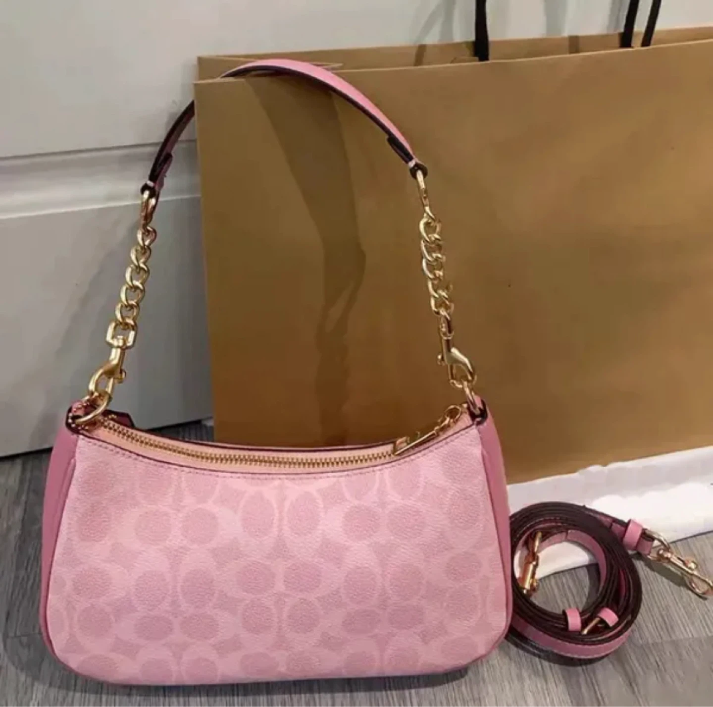 Coach Pink Signature Monogram Shoulder Bag - photo 3
