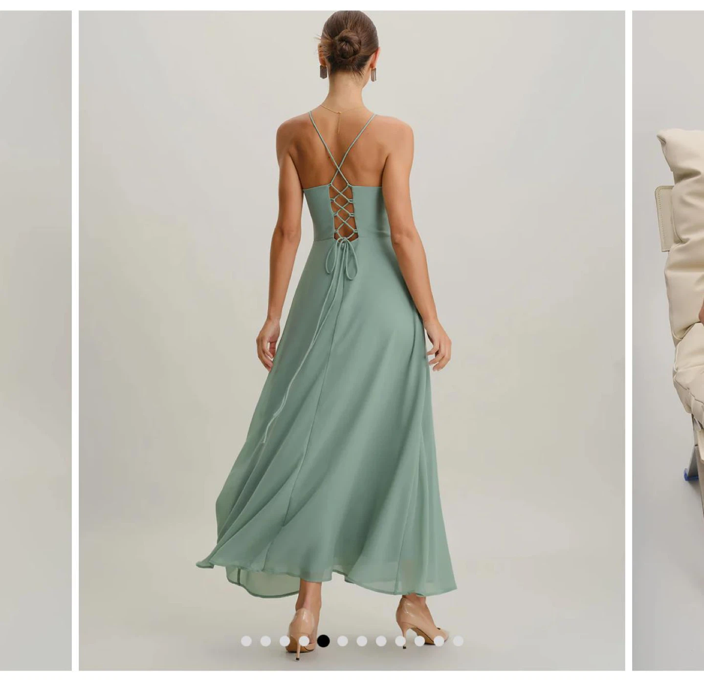 Green Backless Slip Dress Size S - photo 2