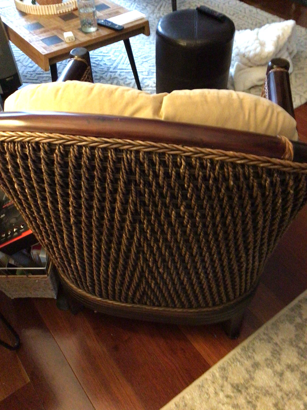 Wicker Barrel Chair with Tan Cushions - photo 3