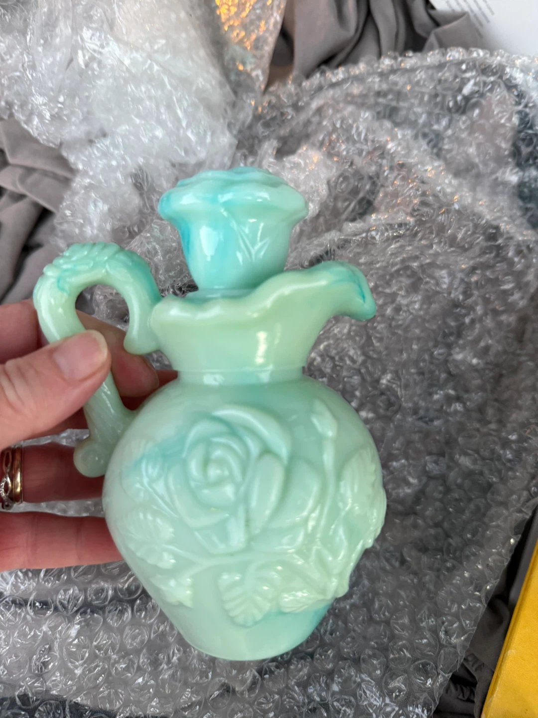 Jadeite Glass Rose Bud Vase Pitcher
