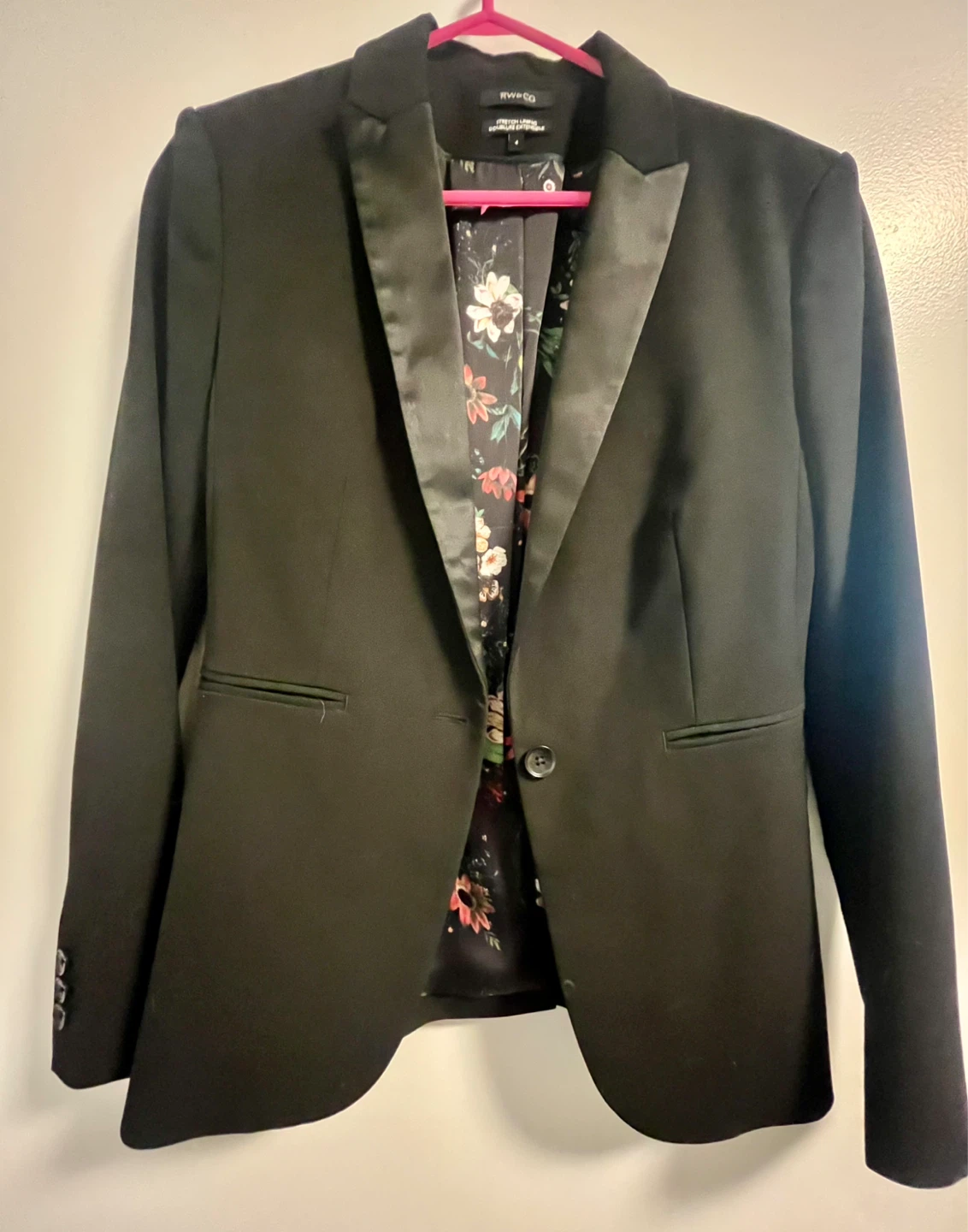RW&CO. Black Blazer with Floral Lining