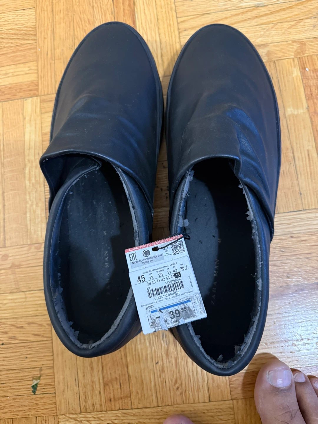 Zara Man Black Slip-On Shoes
