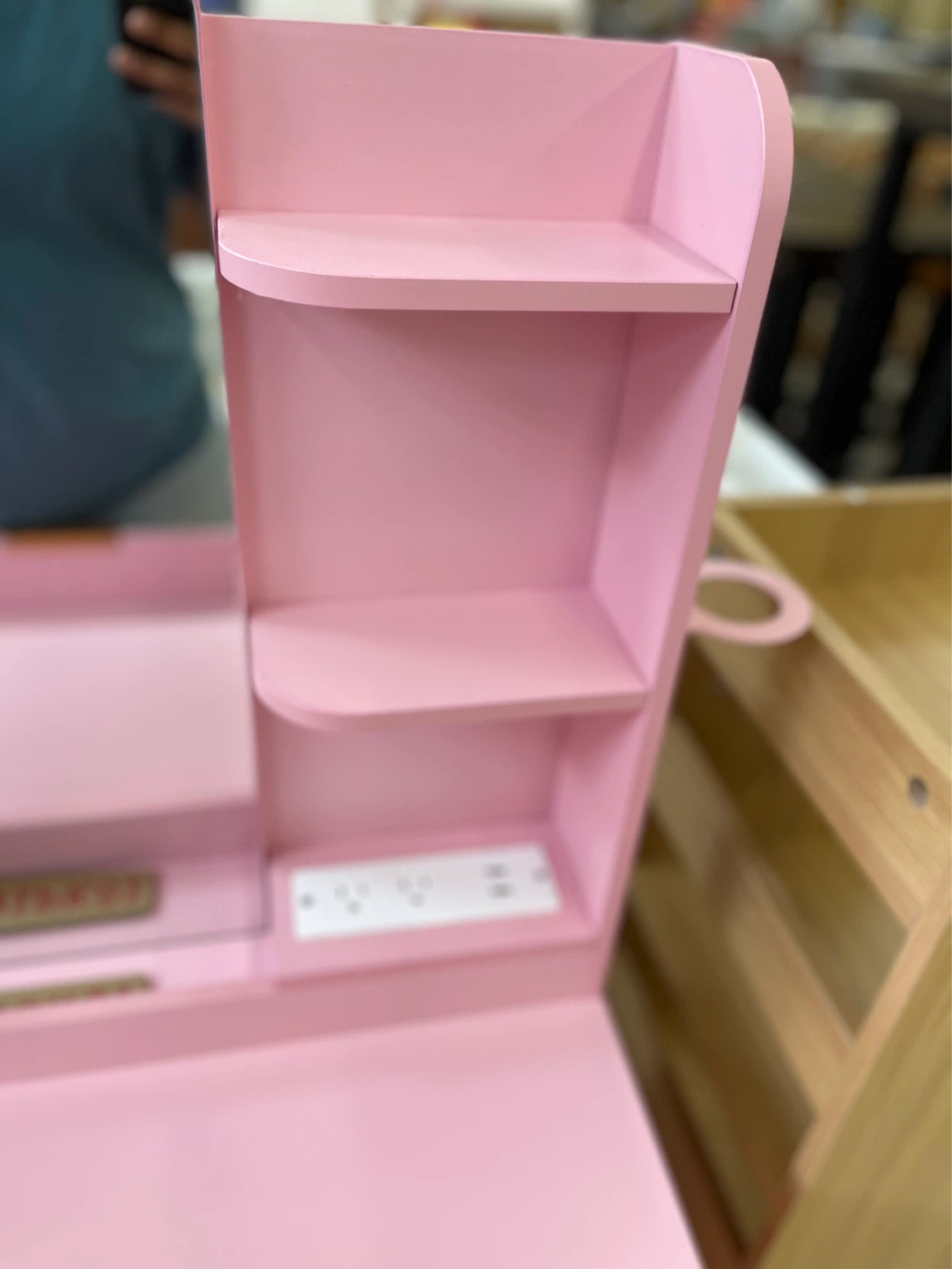 Pink Vanity Desk with Shelves and Outlets - photo 5