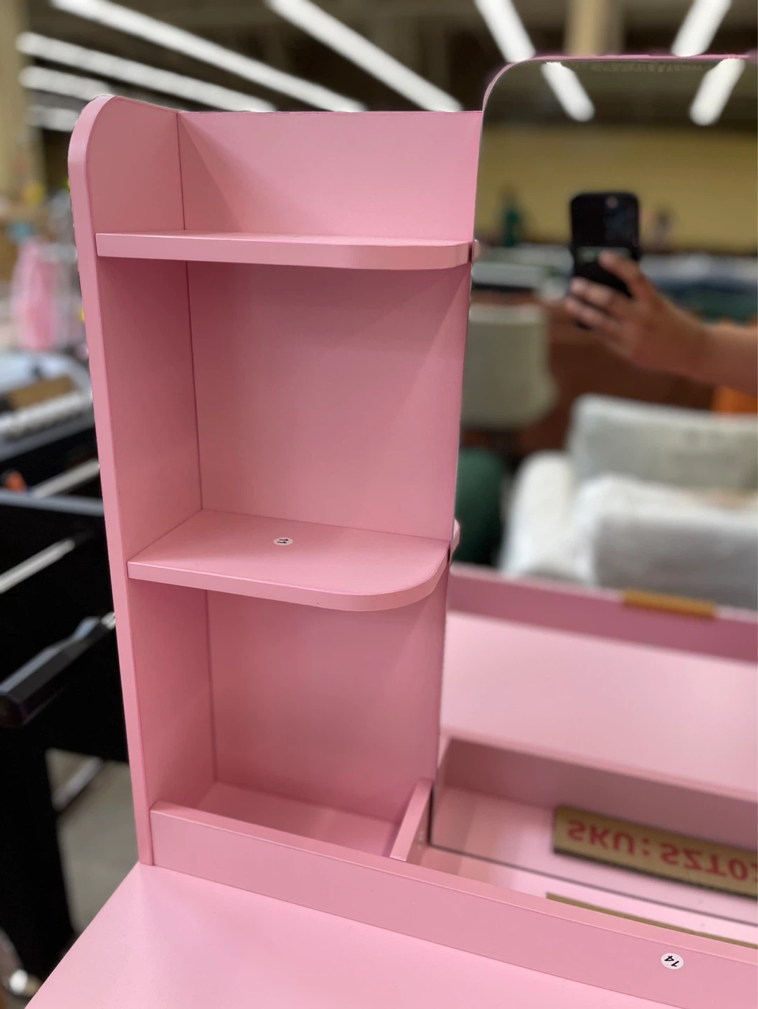 Pink Vanity Desk with Shelves and Outlets - photo 4