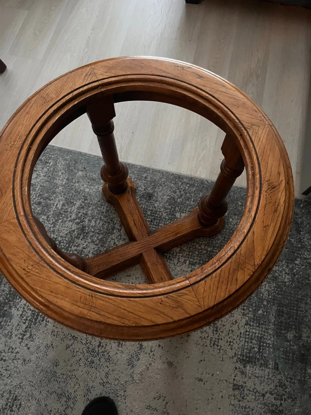 Round Wood Accent Table with Glass Top - photo 2