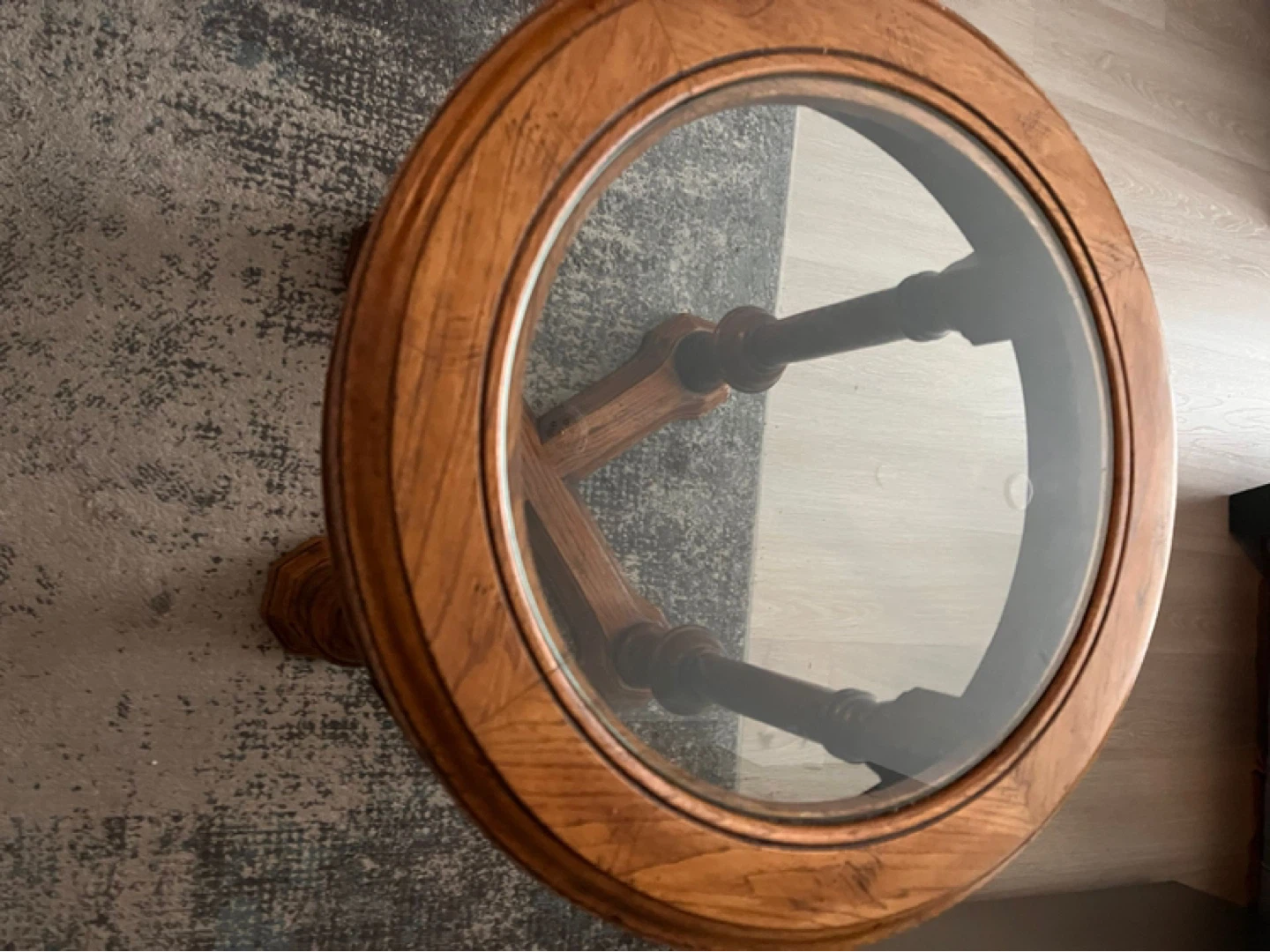 Round Wood Accent Table with Glass Top - photo 4
