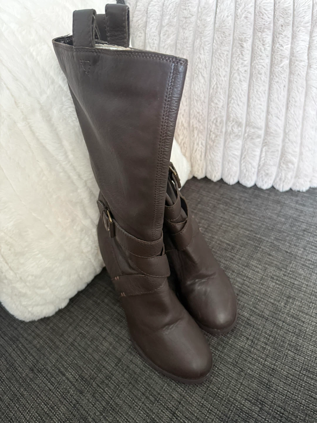 Colin Stuart Women's Brown Leather Heeled Boots Size 9B - photo 5