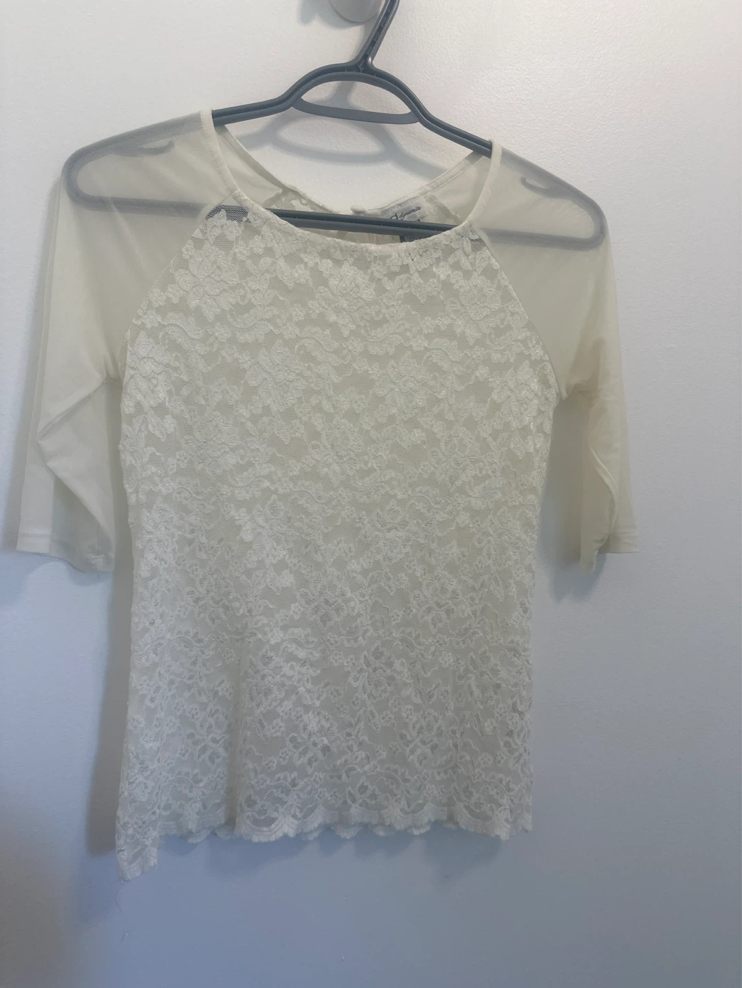 Cream Lace and Mesh Top